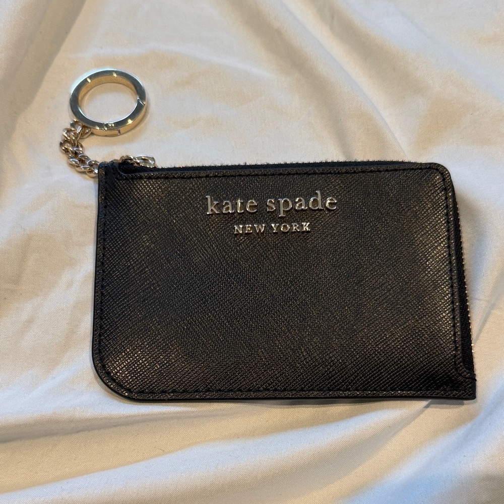 Kate Spade Black Card Holder with Silver Key Ring
